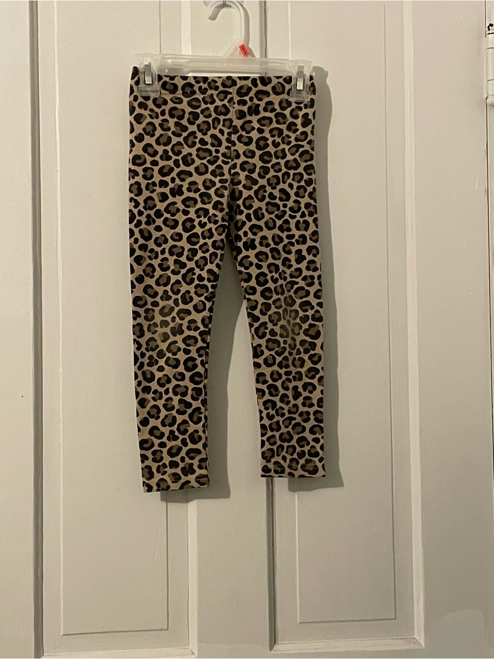 Kids Leopard Print Stretch Leggings - Tan/Black
